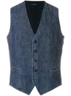 Tagliatore Denim-style Waistcoat - Blue