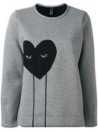 Mother Of Pearl Appliqué Heart Sweatshirt, Women's, Size: Medium, Grey, Cotton/modal