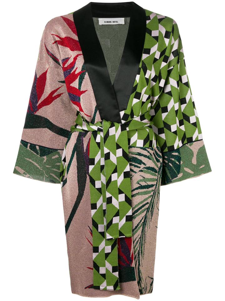 Circus Hotel Contrast Print Kimono - Multicolour