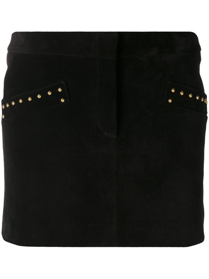 Saint Laurent Gold-tone Stud Skirt - Black