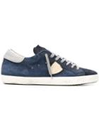 Philippe Model Logo Patch Sneakers, Men's, Size: 39, Blue, Suede/leather/cotton/rubber