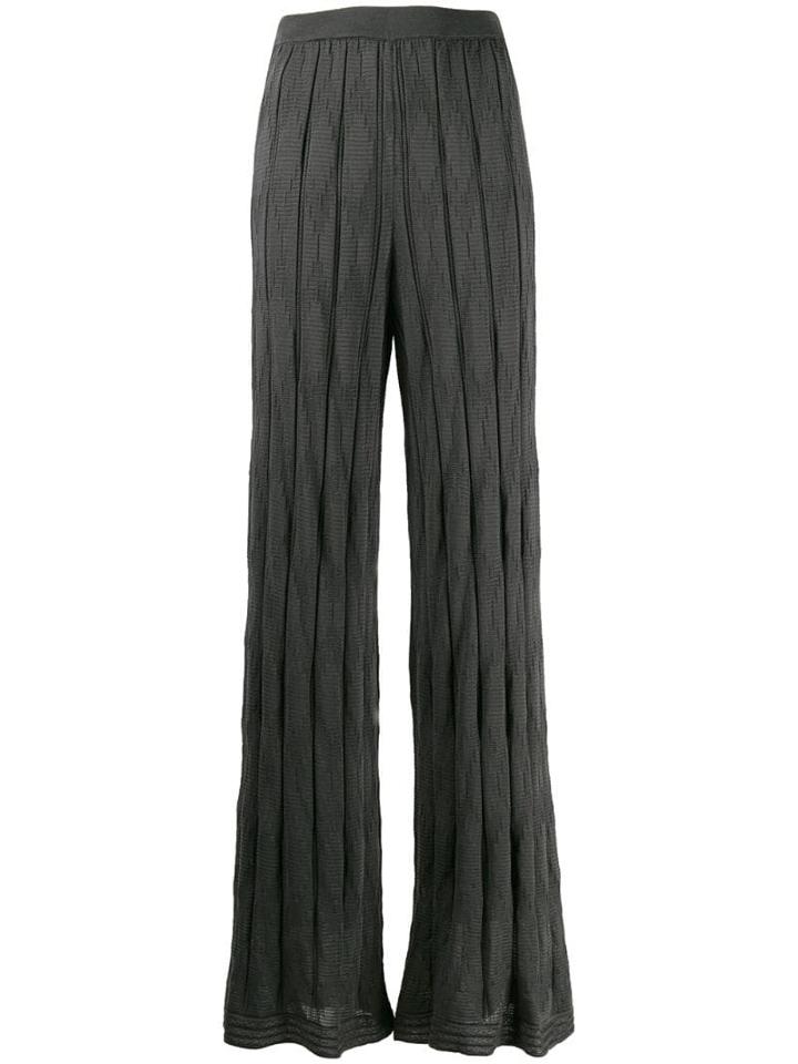 M Missoni Pleated Knit Trousers - Grey
