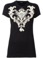 Balmain Embellished Stone T-shirt, Women's, Size: 40, Black, Cotton/acrylic/brass/glass