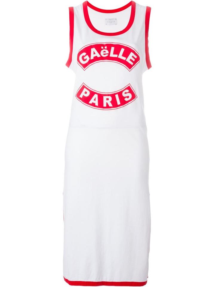Gaelle Bonheur Logo Print Jersey Dress, Women's, Size: 1, White, Cotton