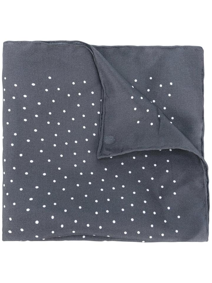 Lanvin Polka Dot Pocket Handkerchief, Men's, Grey, Silk