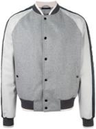 Lanvin Varisty Bomber Jacket, Men's, Size: 50, Grey, Virgin Wool/polyamide/viscose/calf Leather
