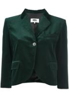 Mm6 Maison Margiela Velvet Cropped Jacket, Women's, Size: 42, Green, Cotton/polyester