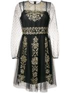 Red Valentino Semi-sheer Embellished Dress - Black