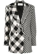 Portspure Double Breasted Checked Blazer - Black