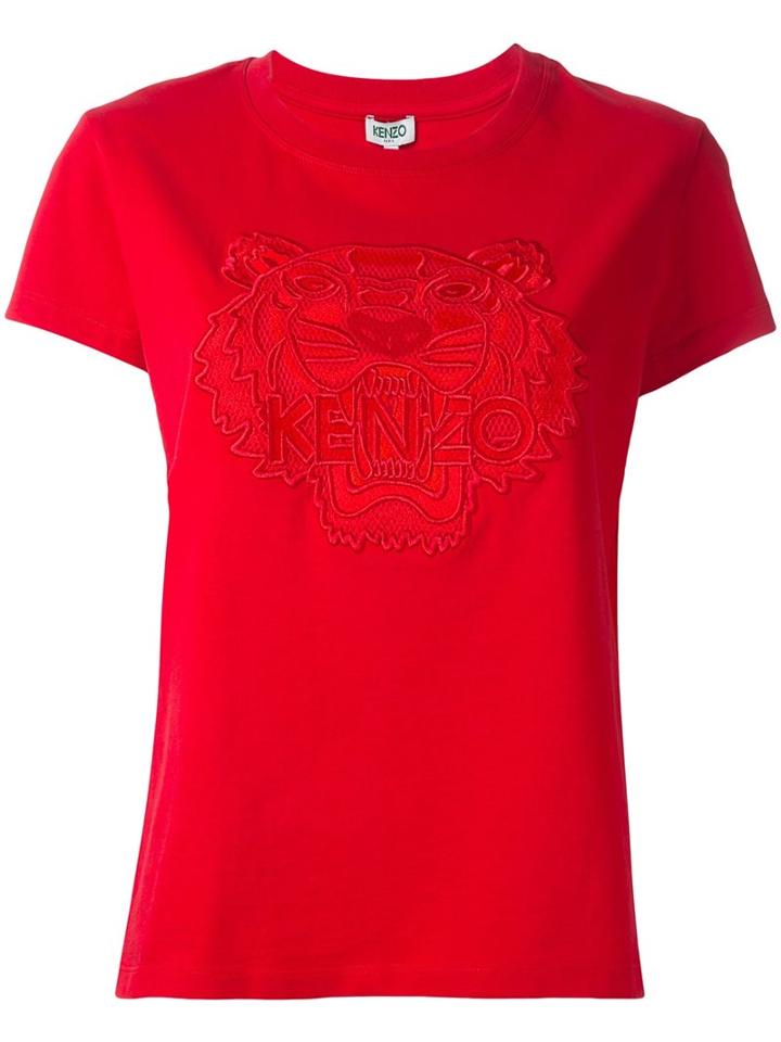 Kenzo Embroidered Tiger T-shirt, Women's, Size: Medium, Red, Cotton