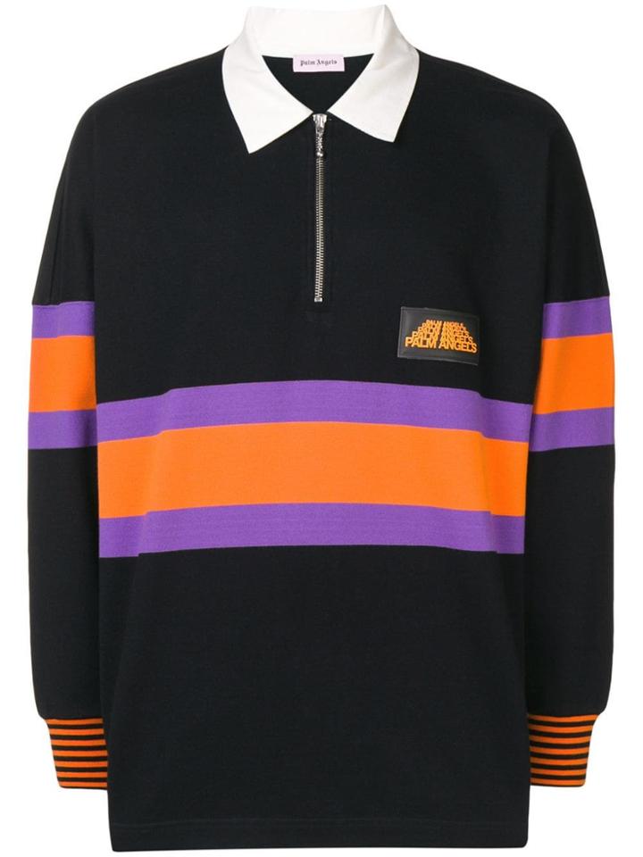Palm Angels Stripe Logo Hiking Polo - Black