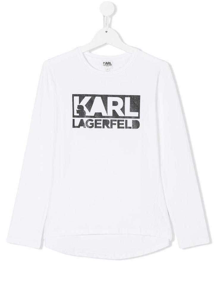 Karl Lagerfeld Kids Teen Logo Print T-shirt - White