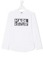 Karl Lagerfeld Kids Teen Logo Print T-shirt - White