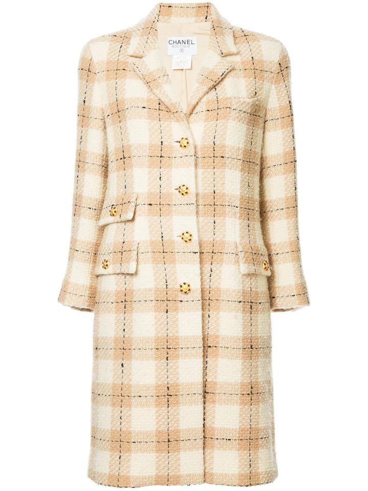 Chanel Vintage Cc Logos Button Coat - Nude & Neutrals