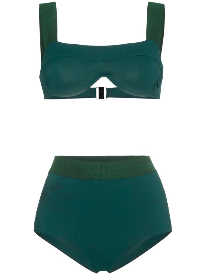 Leslie Amon Green Luna High Waist Bikini Set