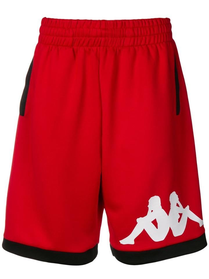 Kappa Logo Print Track Shorts - Red