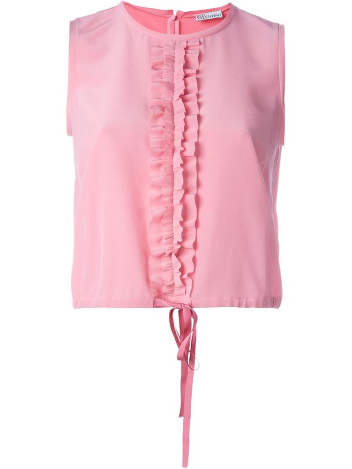 Red Valentino Drawstring Hem Frill Top, Women's, Size: 42, Pink/purple, Silk/polyester/viscose