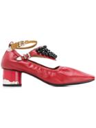 Toga Pulla Embellished Ankle Strap Pumps - Red