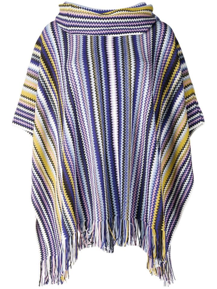 M Missoni Striped Oversized Poncho - Black