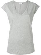Frame Denim - V-neck T-shirt - Women - Cotton - L, Grey, Cotton
