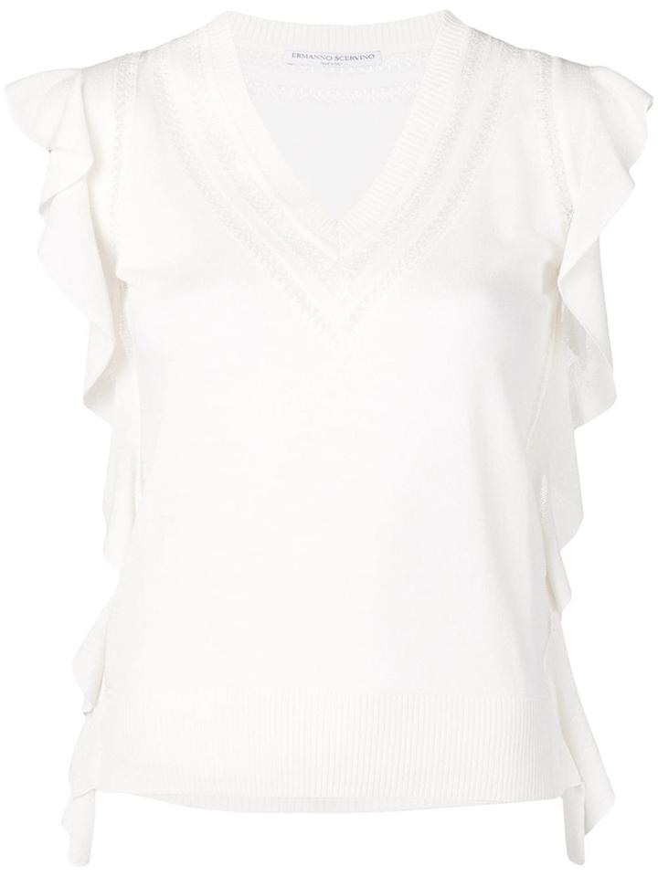 Ermanno Scervino Ruffled Sleeveless Top - White