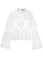Aula Lace Blouse, Women's, Size: 0, White, Cotton/nylon