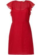 Michael Michael Kors Flutter-sleeve Geometric Lace Dress - Red