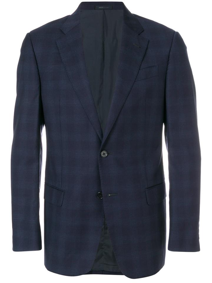 Giorgio Armani Vintage Checked Blazer - Blue