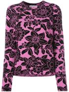 Christian Wijnants - Floral Patterned Sweater - Women - Cotton/polyamide/viscose - M, Women's, Pink/purple, Cotton/polyamide/viscose