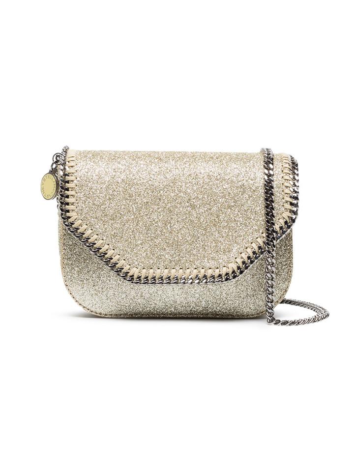 Stella Mccartney Metallic Gold Glitter Falabella Mini Cross Body Bag