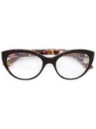 Dolce & Gabbana Eyewear Printed Arm Detail Glasses - Brown