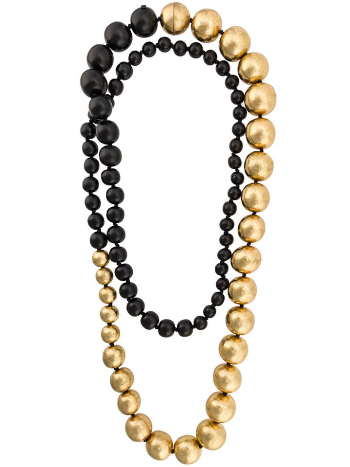 Monies Large Beaded Necklace - Black