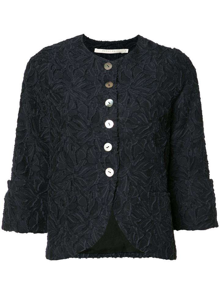Renli Su Folded Cuff Cropped Jacket, Women's, Size: Medium, Black, Silk/cotton/cupro/polyester