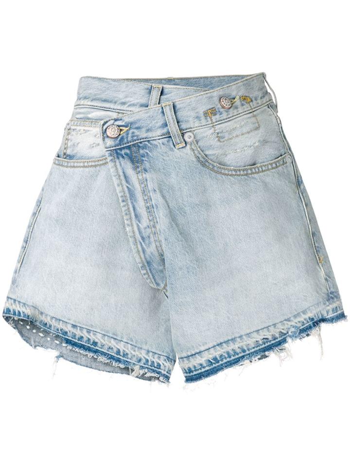 R13 Cross-over Denim Shorts - Blue