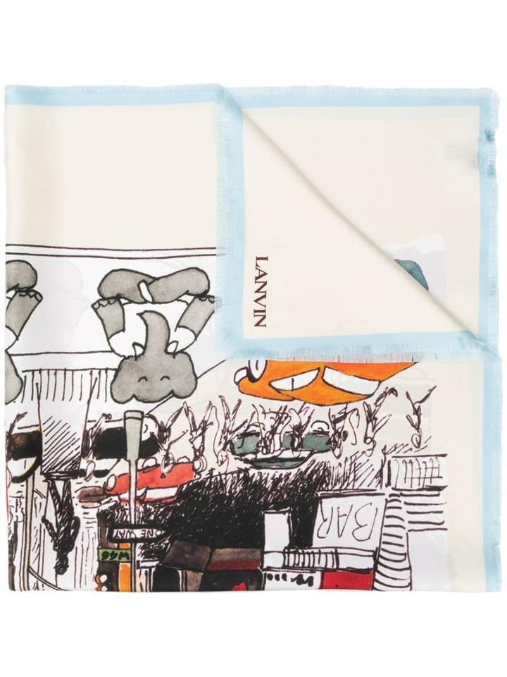 Lanvin Babar The Elephant Print Scarf - Neutrals