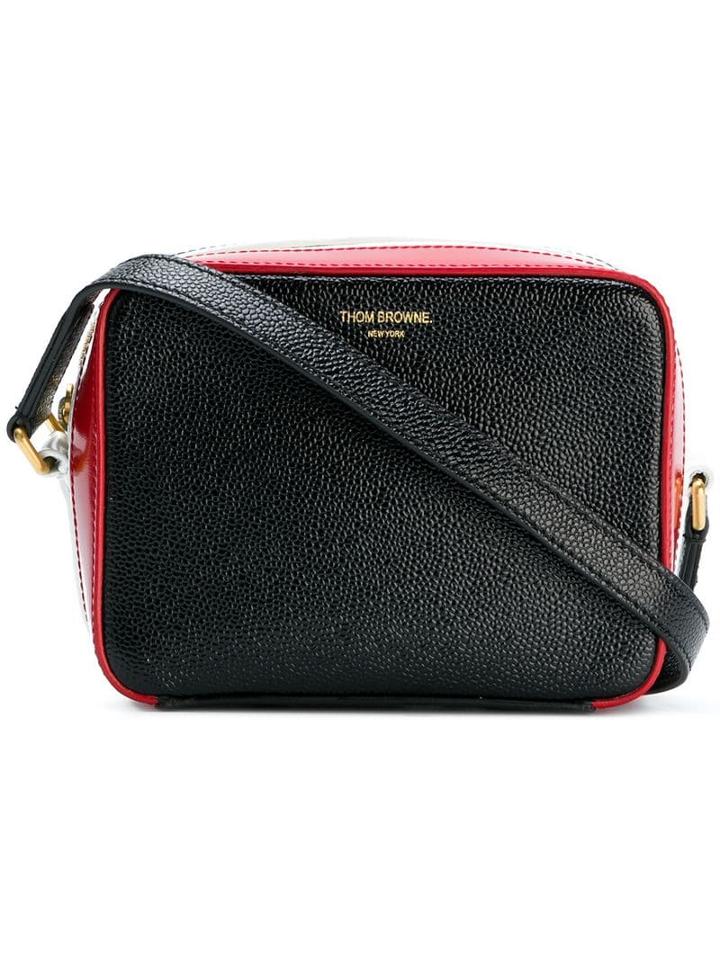Thom Browne Rwb Stripe Mini-business Crossbody Bag - Black