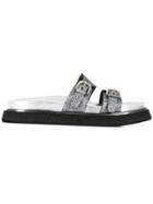 Premiata Metallic Buckle Sliders - Silver