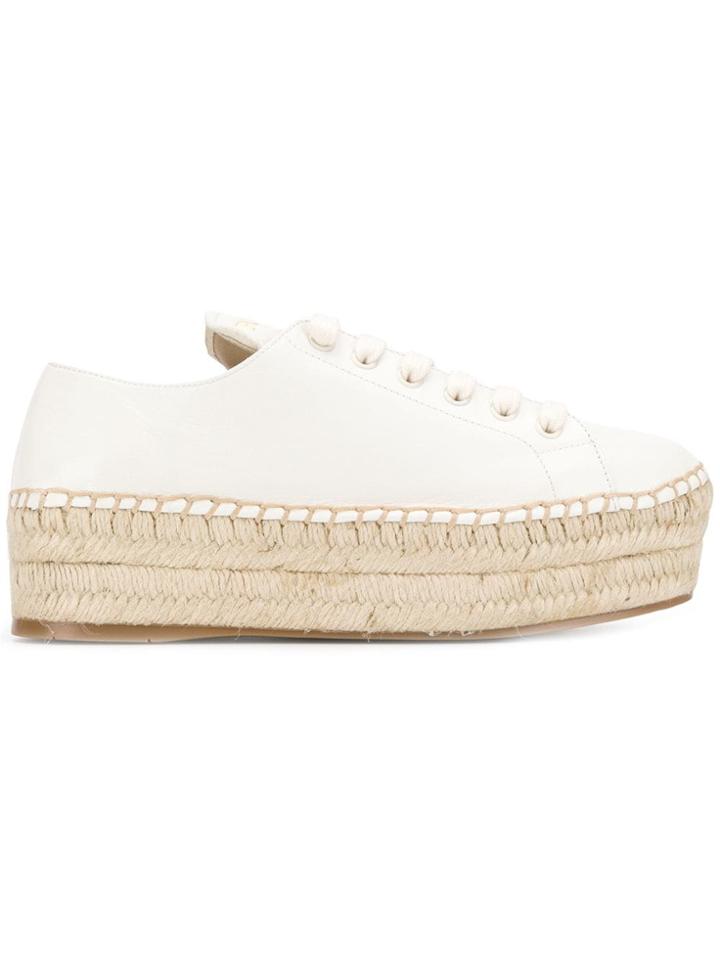 Prada Platform Espadrille Sneakers - White