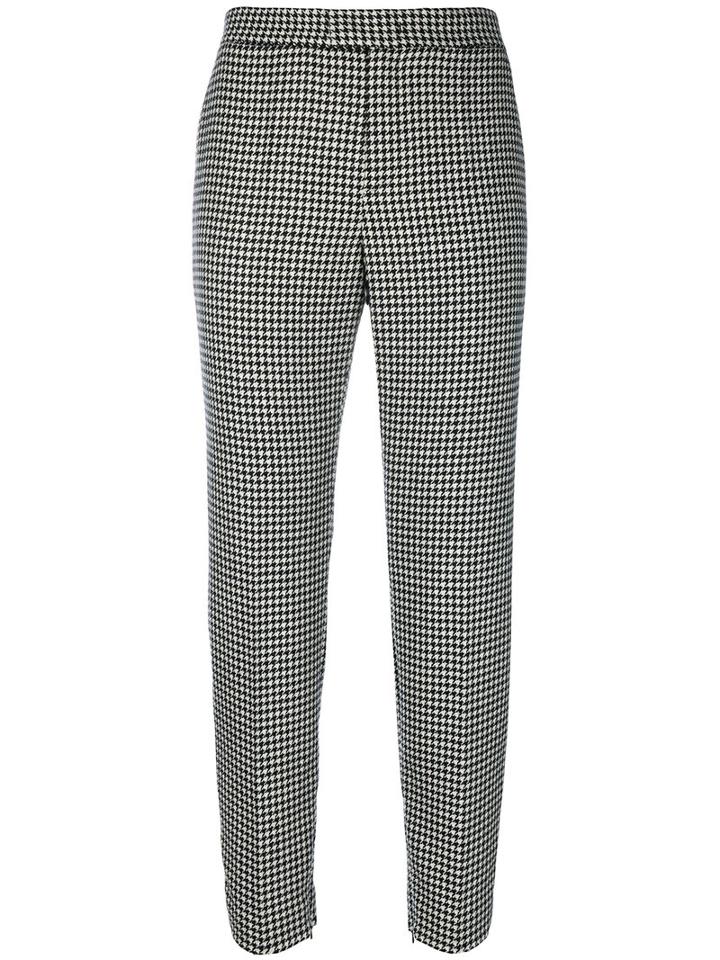 Red Valentino - Houndstooth Tapered Trousers - Women - Polyester/acetate/virgin Wool - 40, Black, Polyester/acetate/virgin Wool