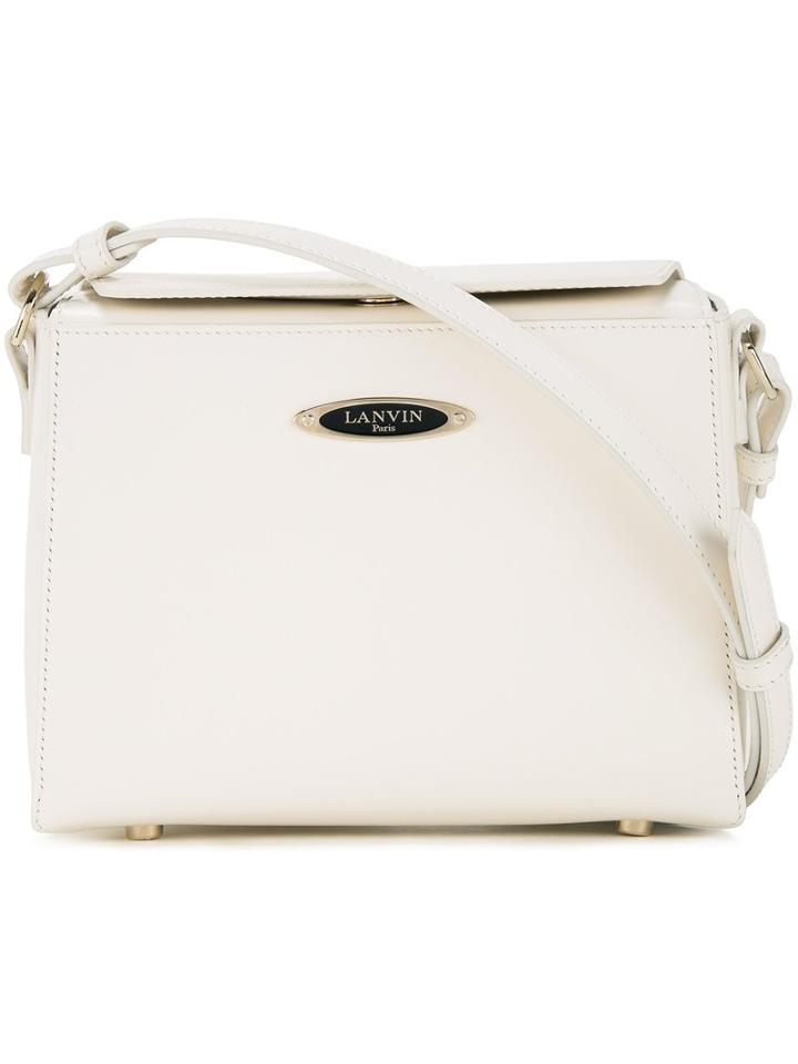 Lanvin Small Square Shoulder Bag, Women's, White, Calf Leather