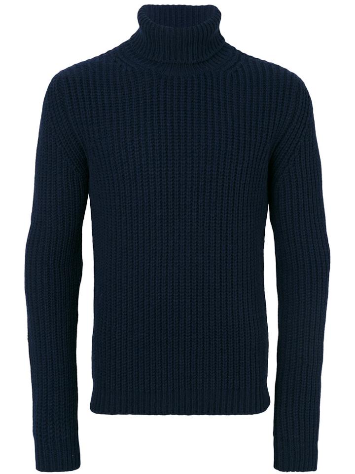 Msgm Turtleneck Ribbed Jumper - Blue