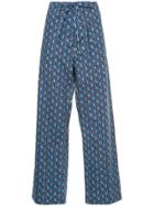 Marni Square Print Drawstring Trousers - Blue