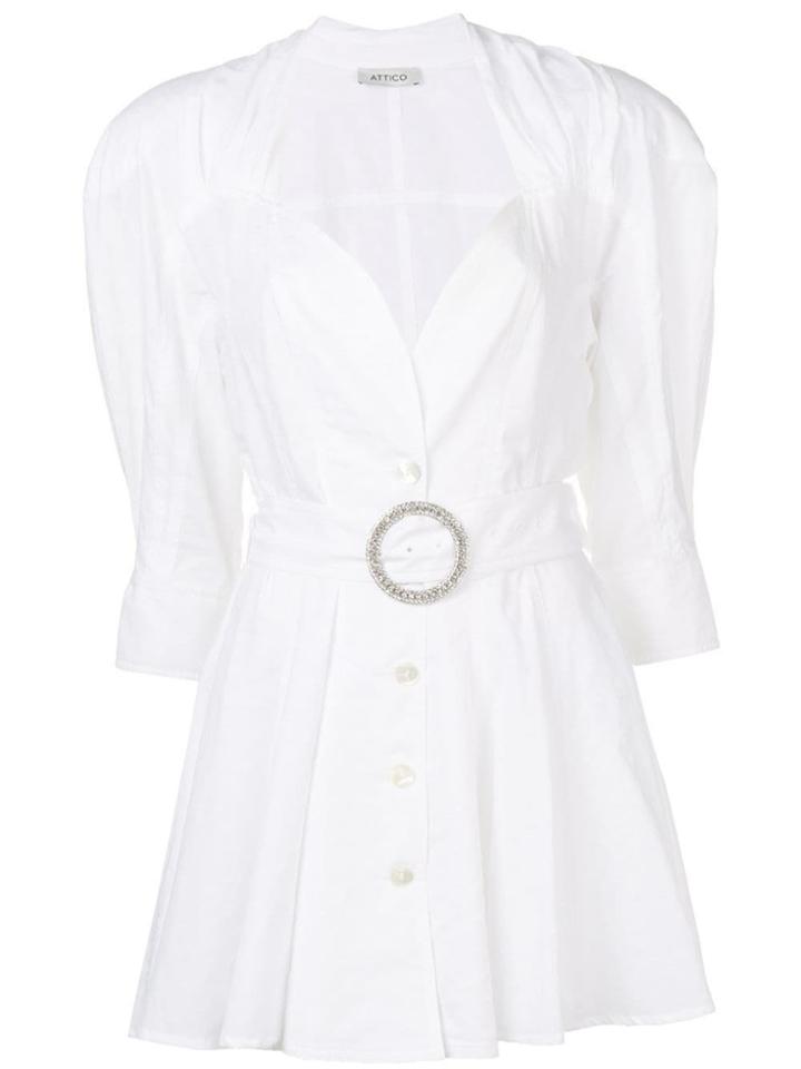Attico Belted Party Dress - White