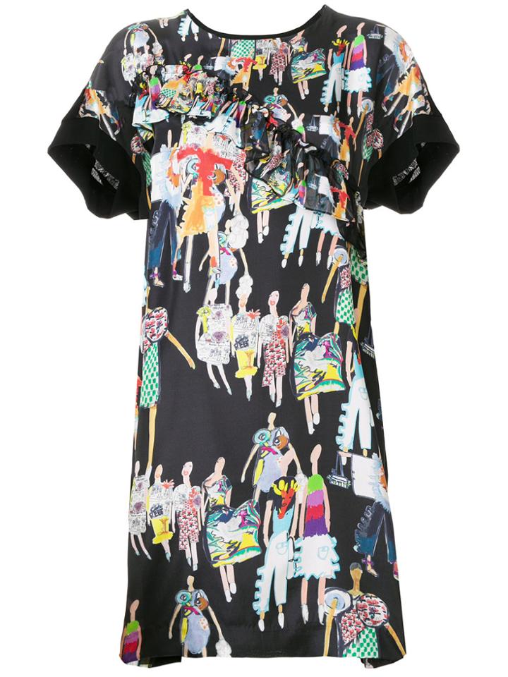 Tsumori Chisato Fashion Model Print Dress - Black