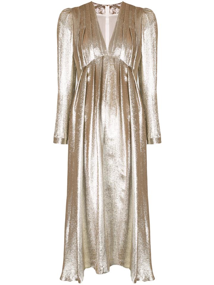 Adam Lippes V Neck Dress - Metallic