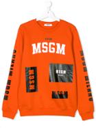 Msgm Kids Logo Tape Print Sweatshirt - Yellow & Orange