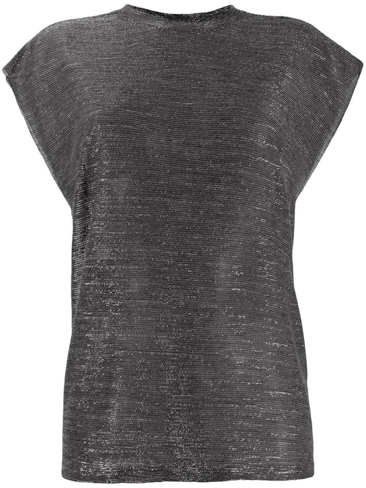 Iro Lightweight Metallic Top - Black