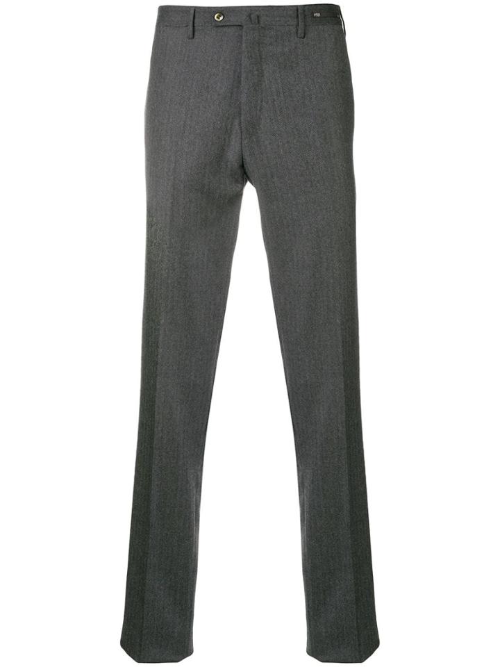 Pt01 Herringbone Slim Trousers - Grey