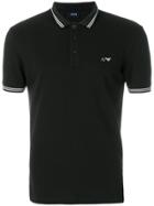 Armani Jeans Embroidered Logo Polo Shirt - Black