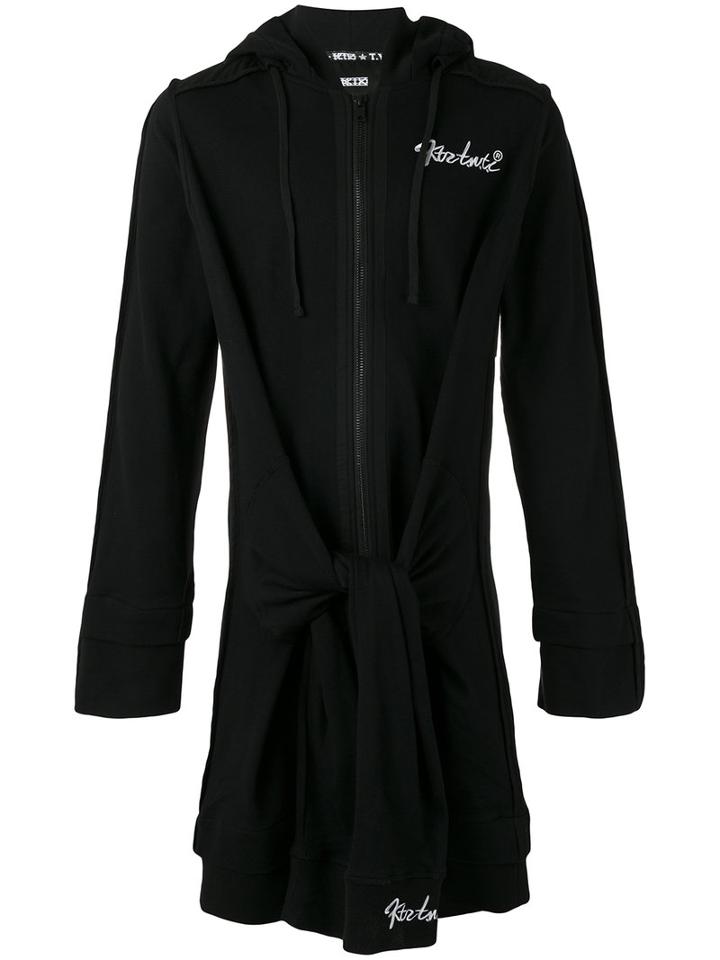 Ktz Elongated Tie Waist Hoodie, Adult Unisex, Size: Large, Black, Cotton